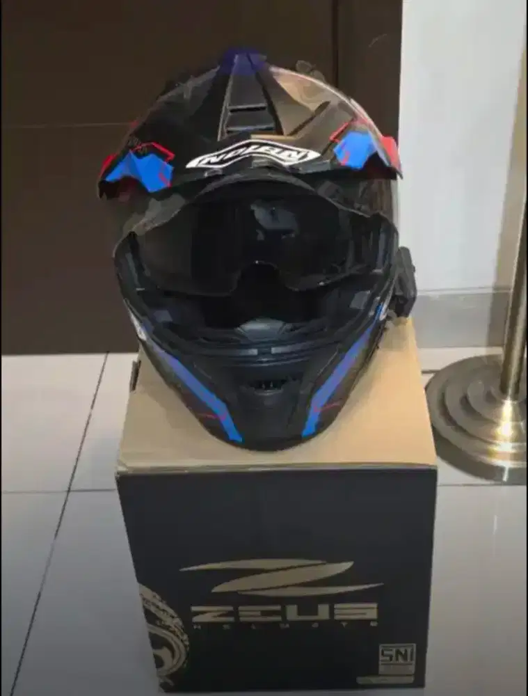 HELM ZEUS ZS 913 M BLACK RED BLUE DOFF ADVENTURE DOUBLE VISOR