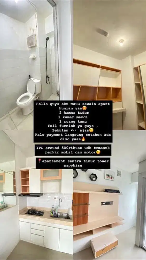 DISEWAKAN APARTEMENT