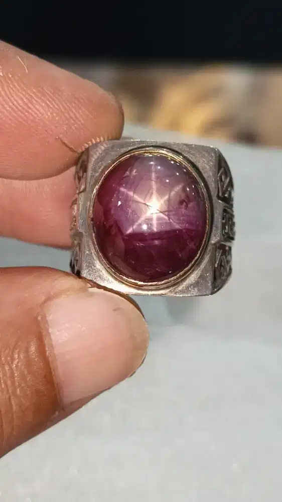 Ruby Star unik ring perak swasa
