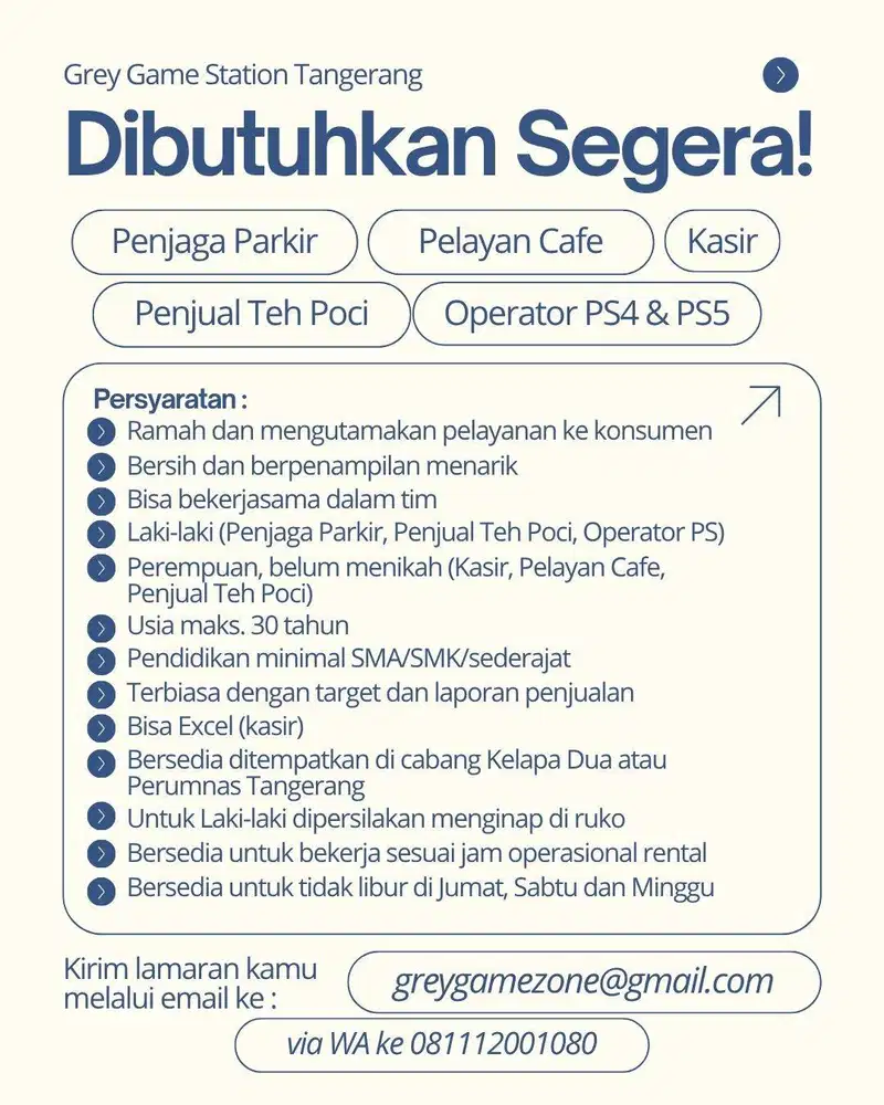 Lowongan di Rental PS4 dan PS5 Kekinian di Tangerang
