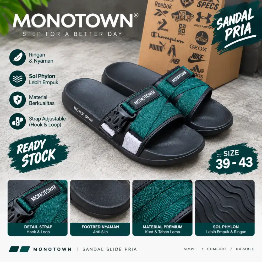 Sandal Pria MONOTOWN – Sandal Slide Pria Sol Phylon Hook & Loop