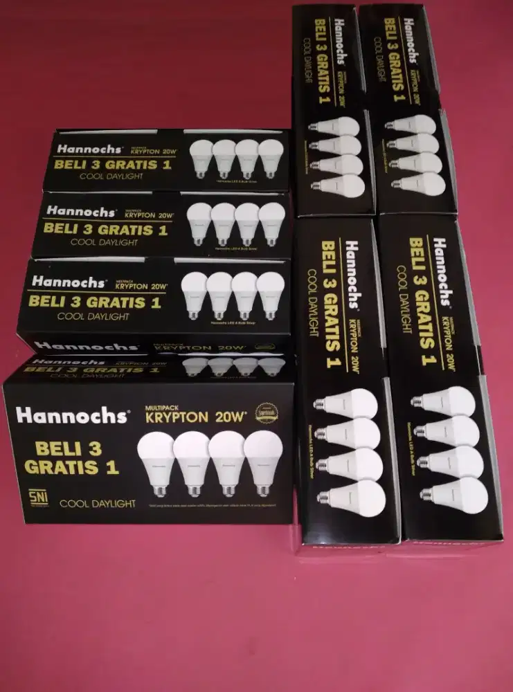 LAMPU LED HANNOCHS 20 WATT 8 PACK = 32 BIJI JAMIN BARU DAN ORI
