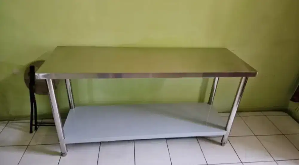 Meja Baja Anti Karat, Meja MBG  3 Tingkat Stainless, Meja Stainless 30