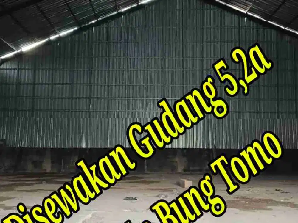Disewakan Gudang baru 5,2a di Jln Kusuma Bangsa, Bung Tomo Gatsu Barat Denpasar Bali