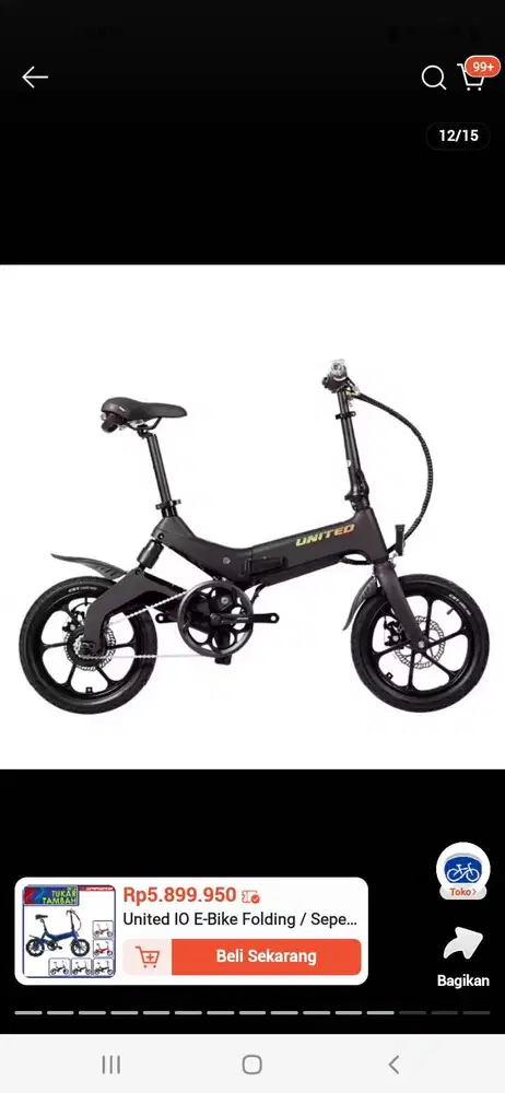 United io e-bike folding / sepeda listrik lipat ukuran 16 inci