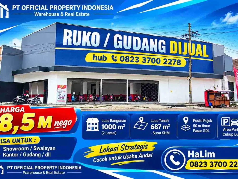 RUKO BESAR GONDANGLEGI MALANG JAWA TIMUR DIJUAL BISA UNTUK GUDANG RUKO KANTOR SWALAYAN SHOWROOM