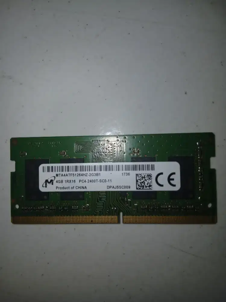 RAM DDR4 SODimm Micron 4GB 1RX16 PC4-2400T-SC0-11 Memory Laptop Micron