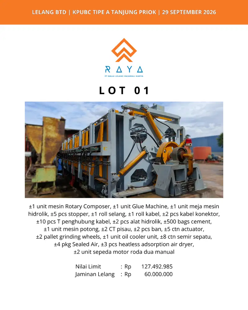 MESIN ROTARY COMPOSER, GLUE MACHINE, MEJA MESIN HIDROLIK, DLL