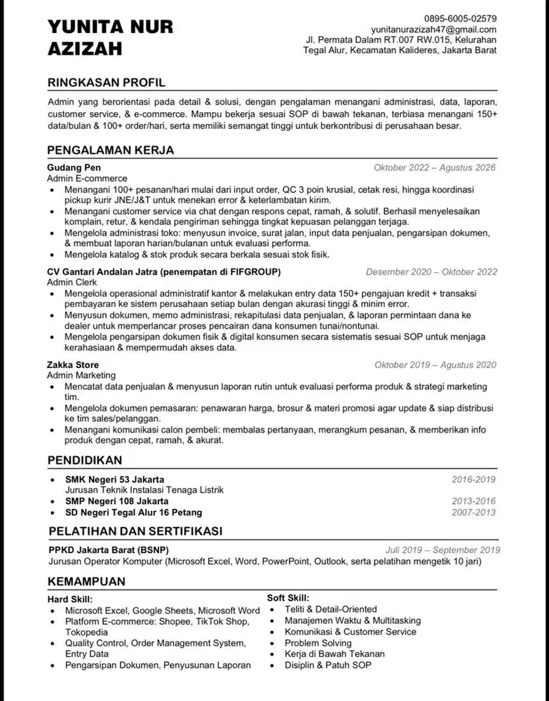 Mencari Pekerjaan Administrasi Kantor/Admin Online Shop
