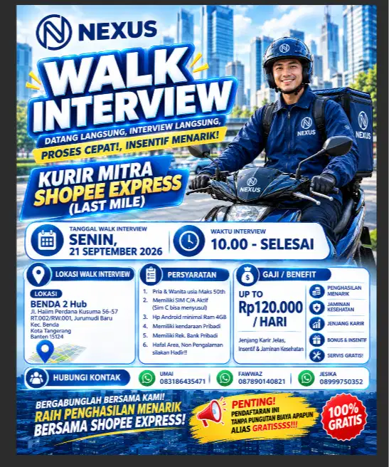 LOKER KURIR BENDA TANGERANG