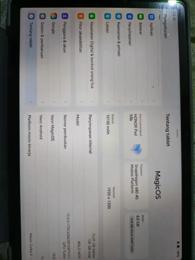 Tablet honor x8b
