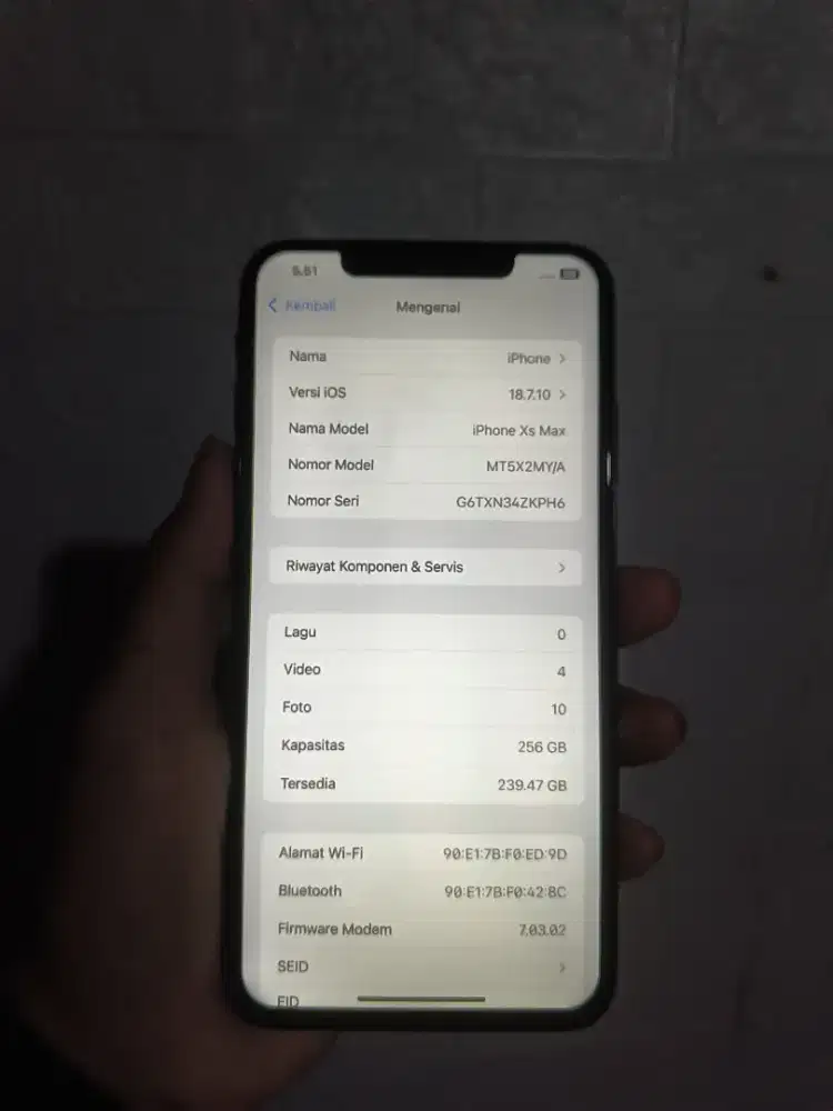 iPhone xs max 256 wifol