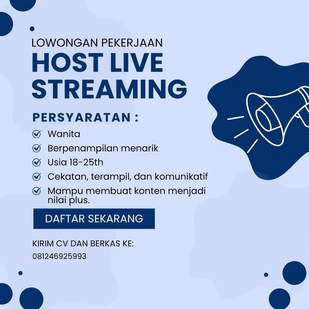 LOWONGAN KERJA HOST LIVE