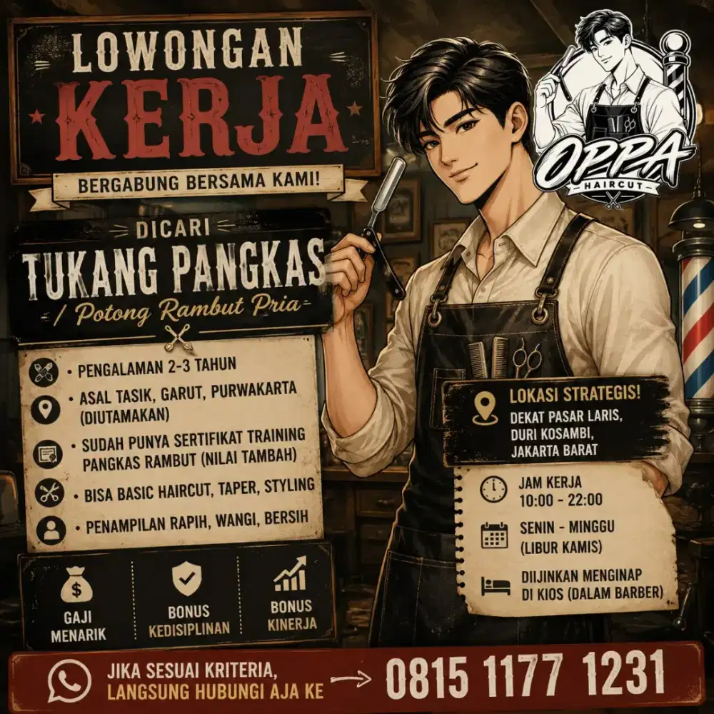 Lowongan Kerja - Tukang Pangkas / Potong Rambut Pria