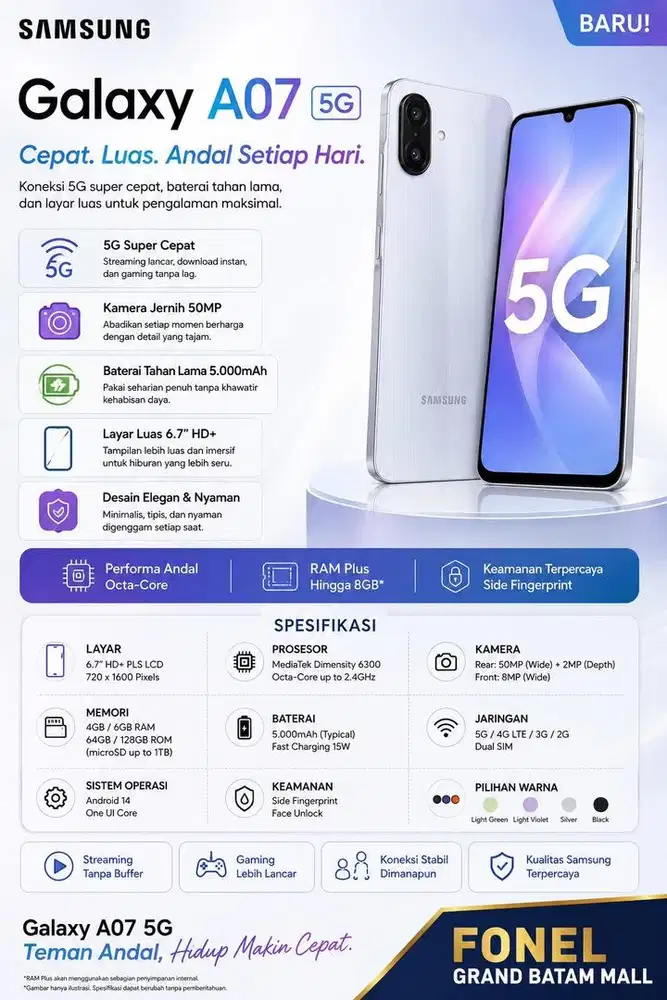 HP Secanggih Ini Cuma 2 jutaan?Miliki Samsung Galaxy A07 Sekarang!