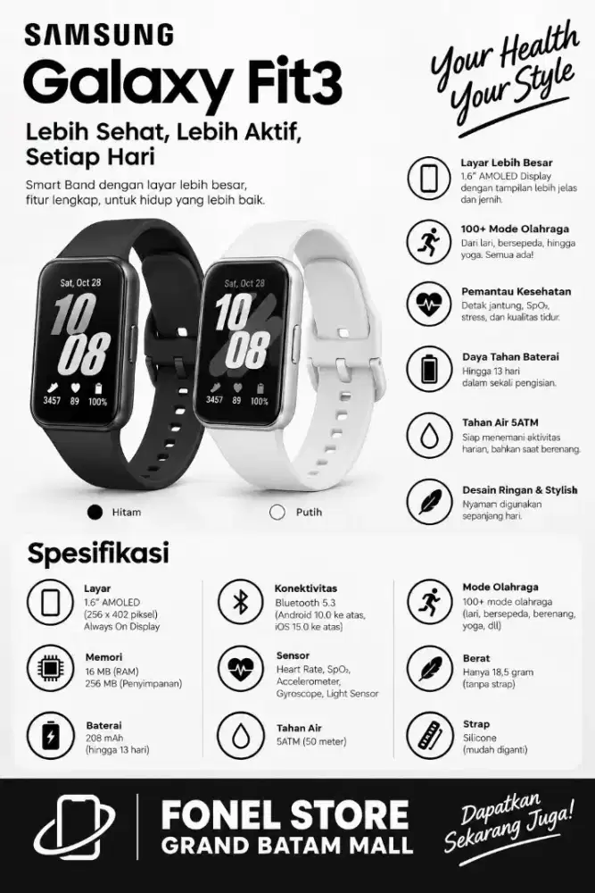 Galaxy Fit3 ready stock di fonel grand mall batam