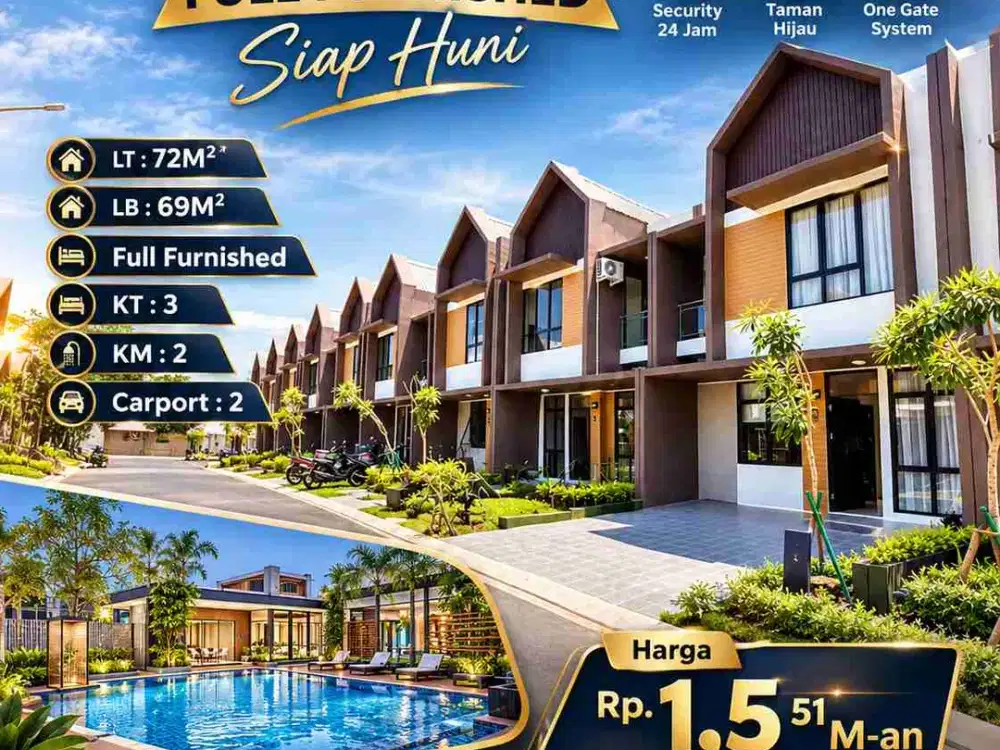 DIJUAL RUMAH 2LT FULL FURNISHED ROYAL SPRING HERTASNING BARU