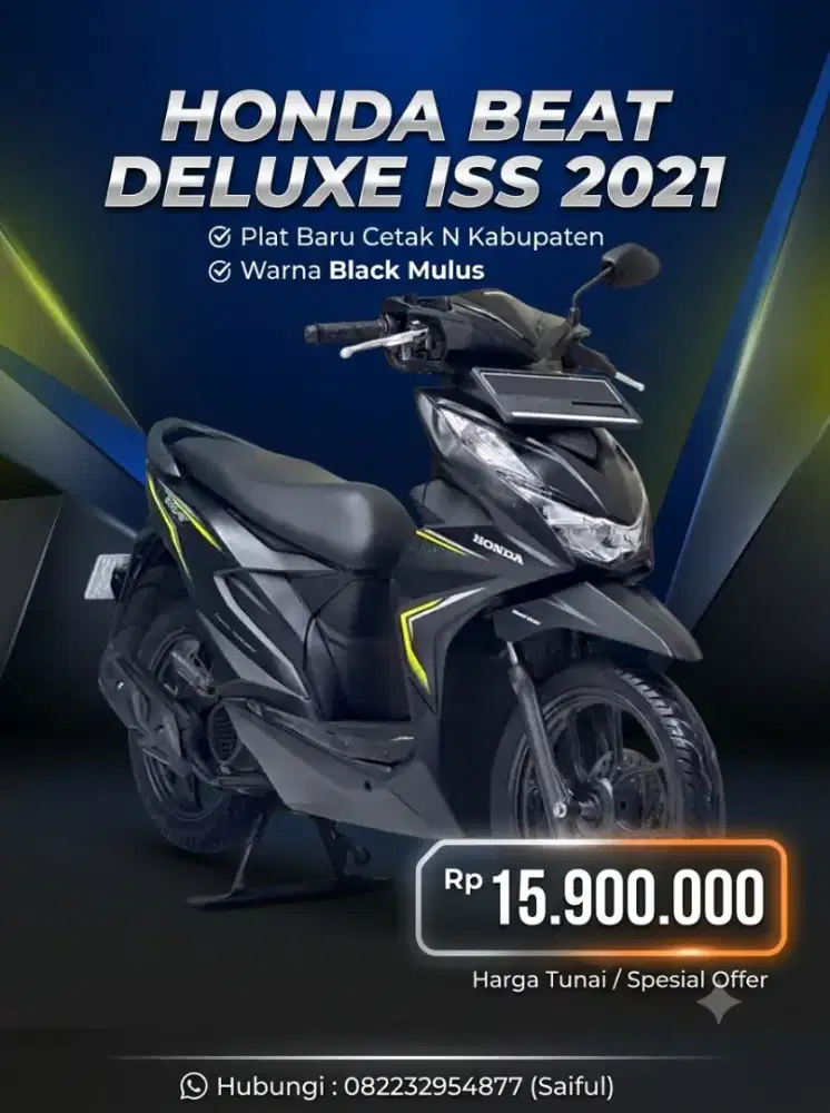 Perfect Condition!!Honda Beat Deluxe 2021 N Asli Baru Cetak-Mustik