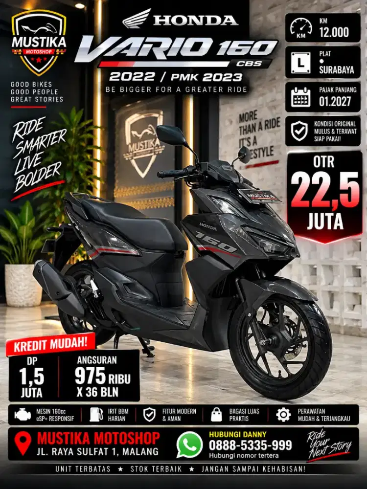 Low Km‼️Vario 160 CBS 2022 pmk 2023. Km 12rb. DANNY Mustika Sulfat