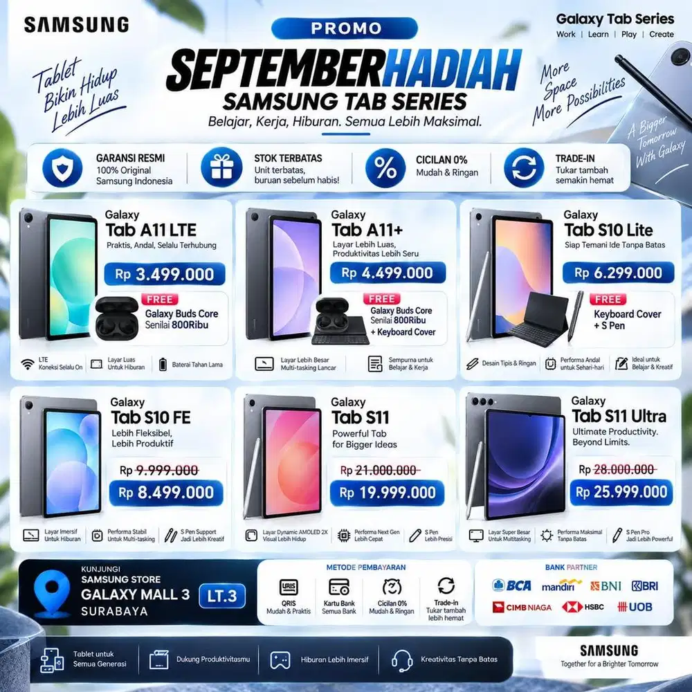 SAMSUNG GALAXY TAB MULAI 3jtan