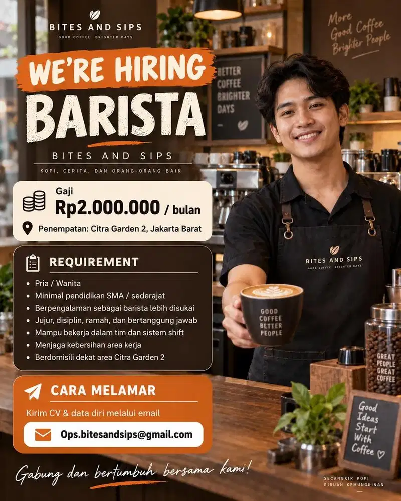 DICARI BARISTA – PENEMPATAN CITRA GARDEN 2