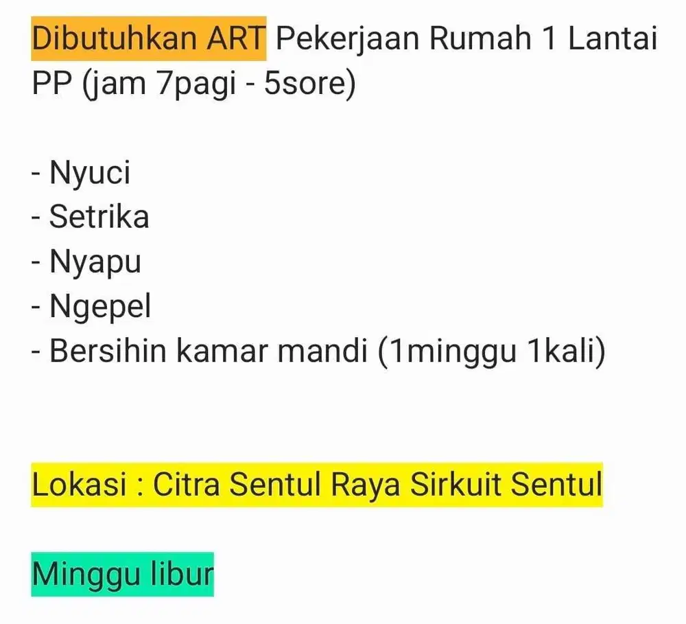 ASISTEN RUMAH TANGGA PP