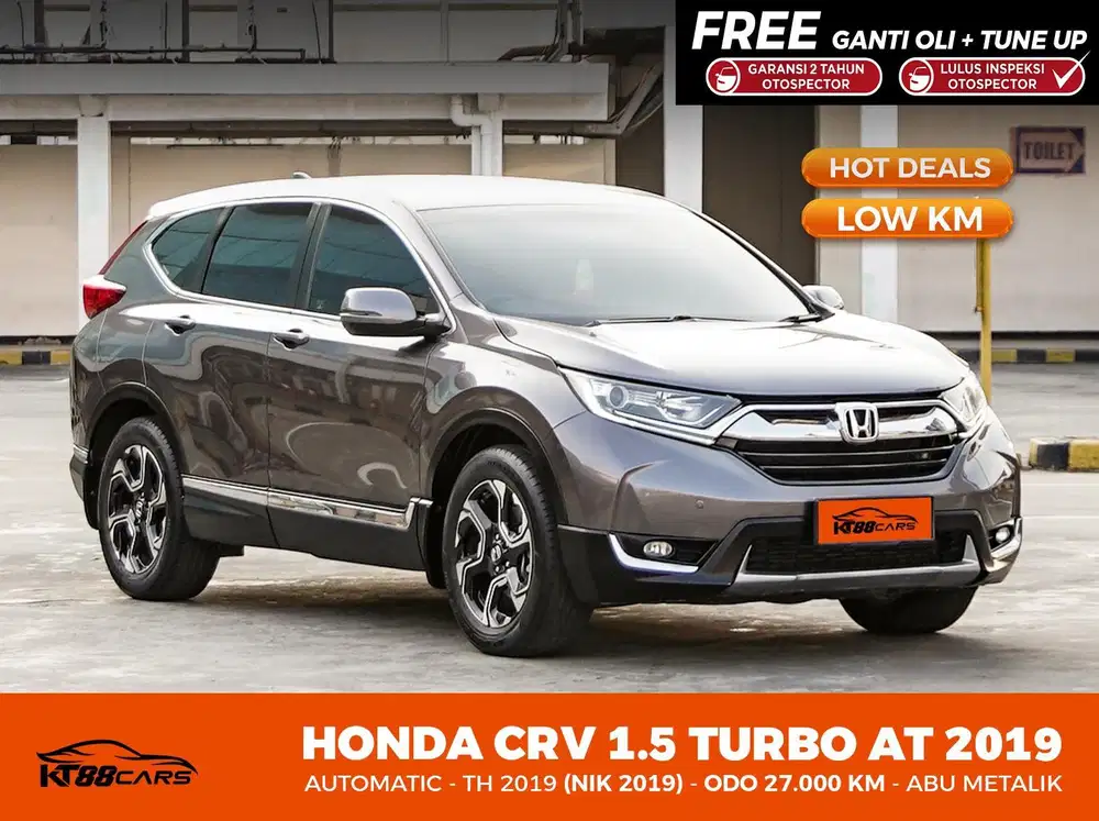 [BERGARANSI] HONDA CRV 1.5 TURBO MATIC TAHUN 2019 ABU ABU LOW KM