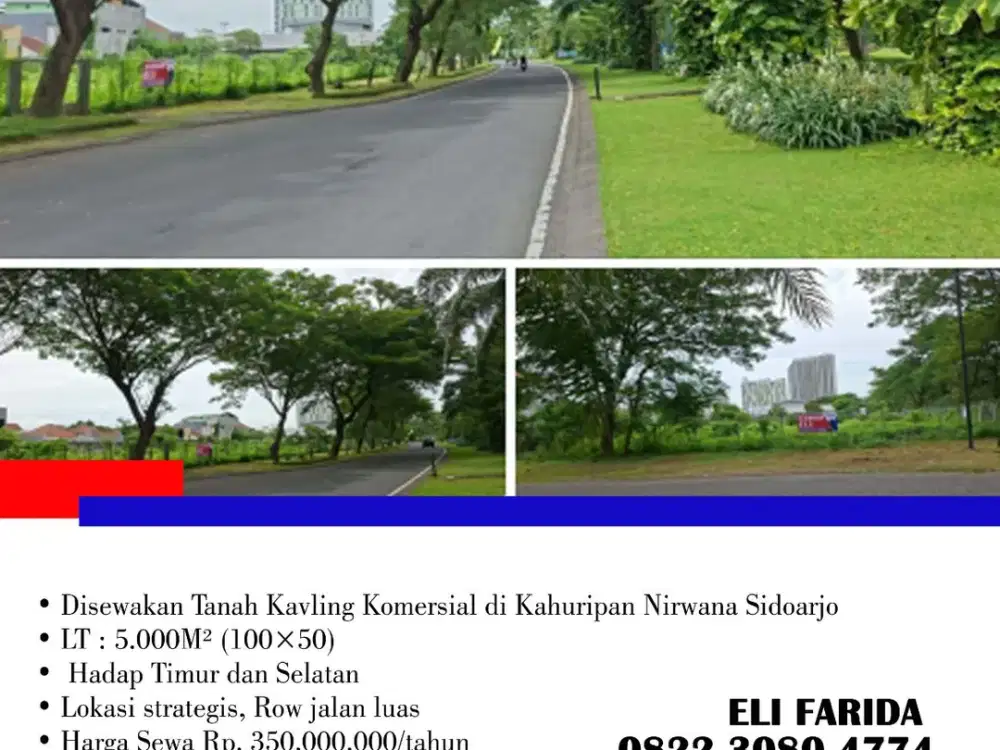 Disewakan Tanah Kavling Komersial di Kahuripan Nirwana Sidoarjo