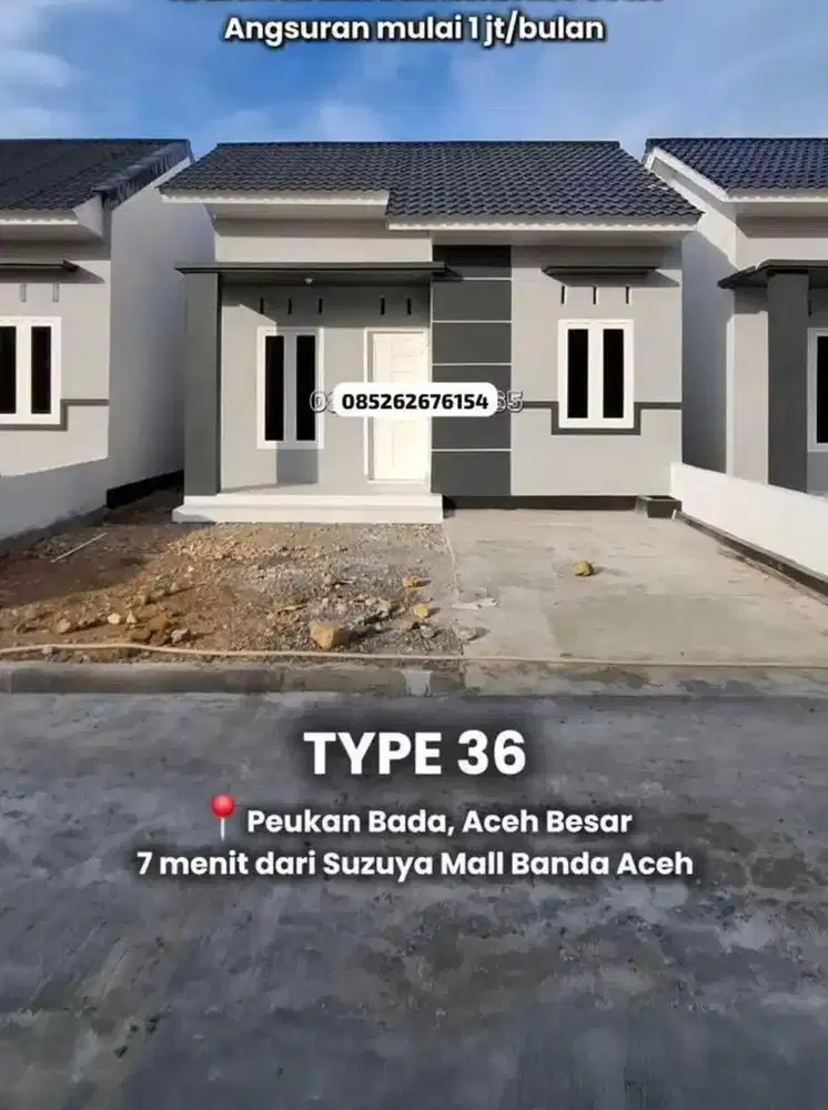 Rmh minimalis subsidi siap huni type 36/120.M.dp 70 jt lamlumpu pkbada