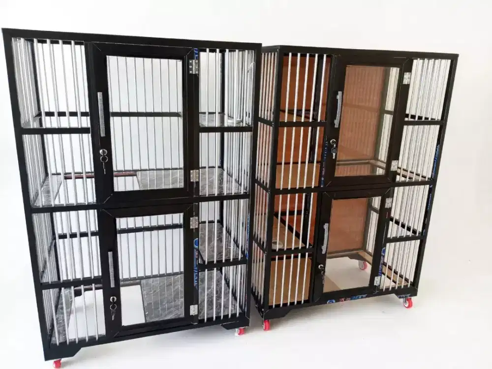 Villa Kucing Aluminium Hitam Doff 2 Tingkat Anti Karat - Bandung