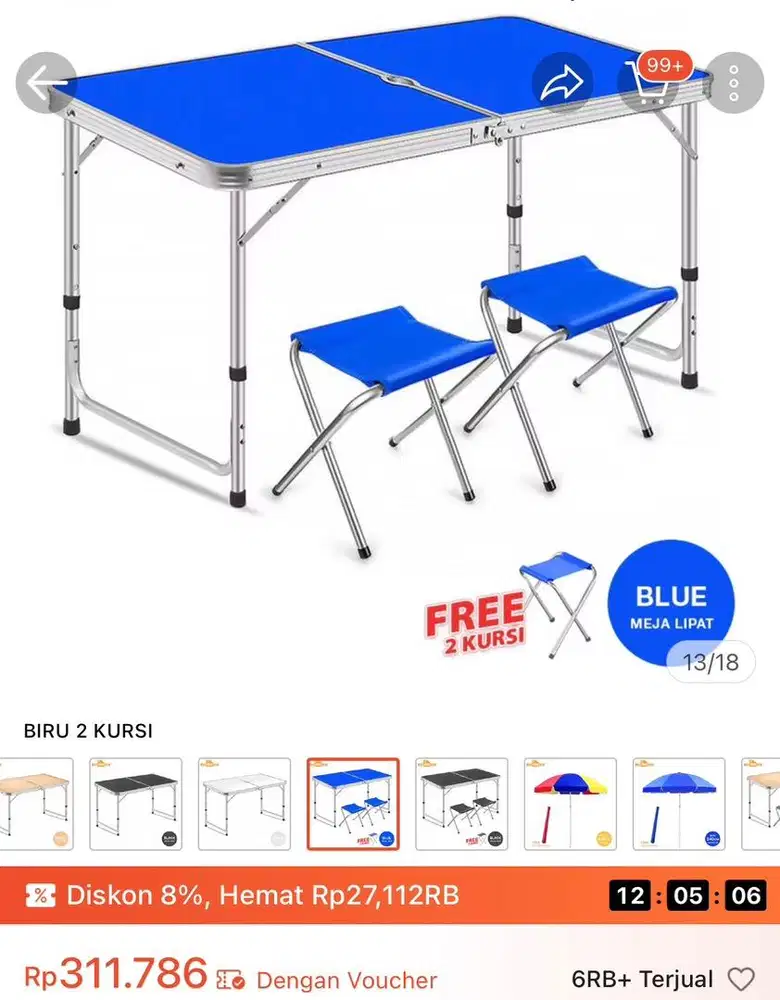 Meja lipat dan payung jualan