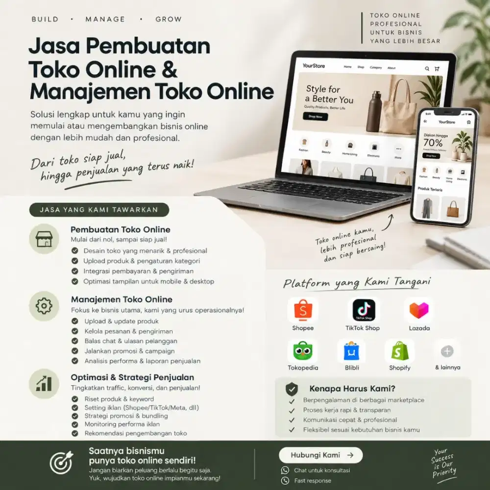 JASA PEMBUATAN & MANAJEMEN TOKO ONLINE