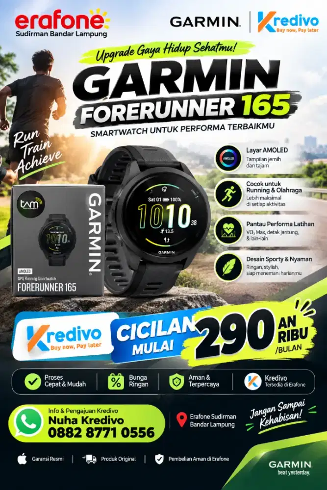 Garmin Forefunner 165 Spesial Promo cicilan ringan cuma 290 an Ribu