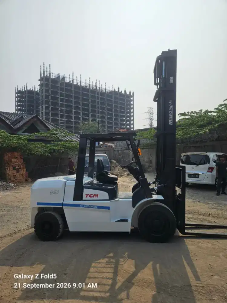 Forklift TCM 5 Ton,Tiang 6 Meter,Matic,Mesin S6S,Ban Single,Tahun 2018