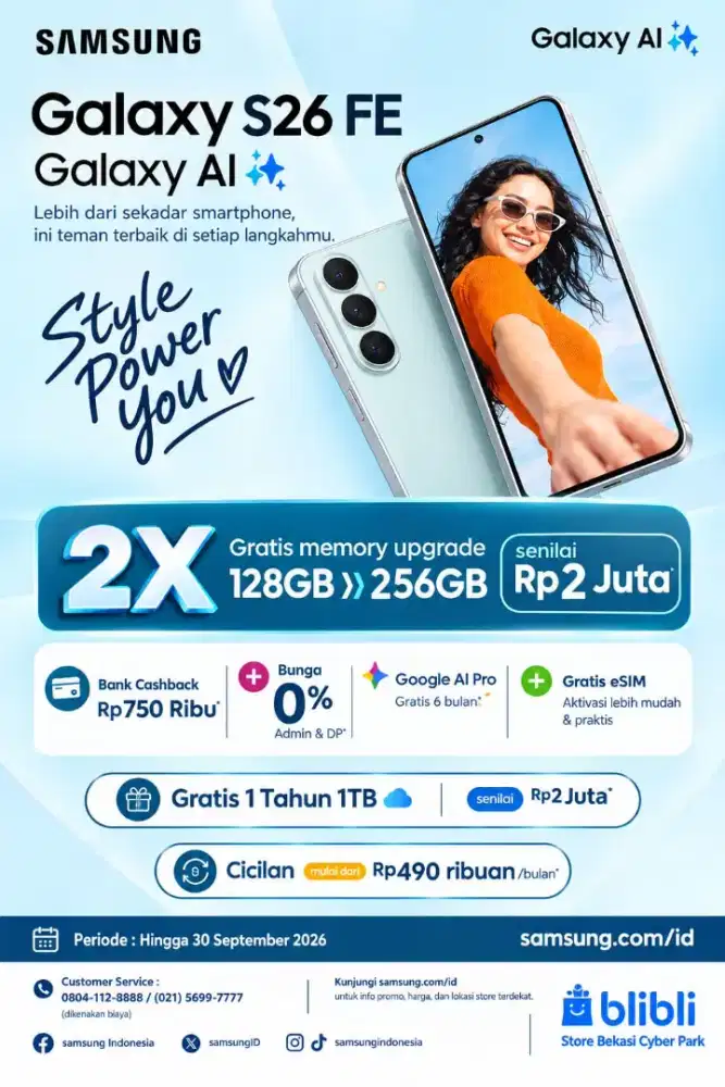 SAMSUNG GALAXY S26 FE FREE UPGRADE MEMORY CASHBACK 1 JUTA