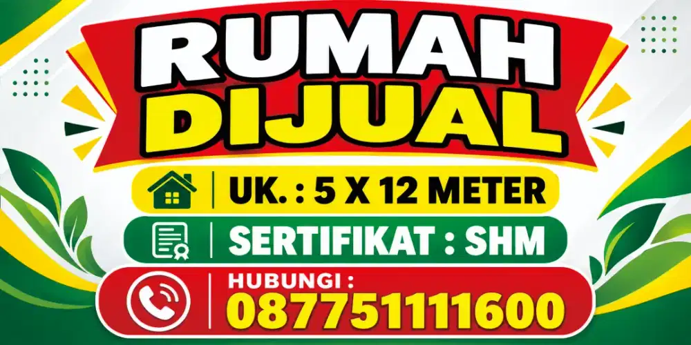 RUMAH DIJUAL 5x12 Meter SHM
