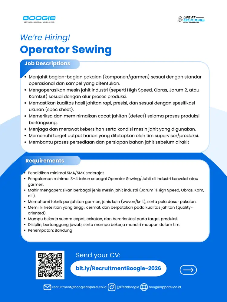 Lowongan Kerja Operator Sewing