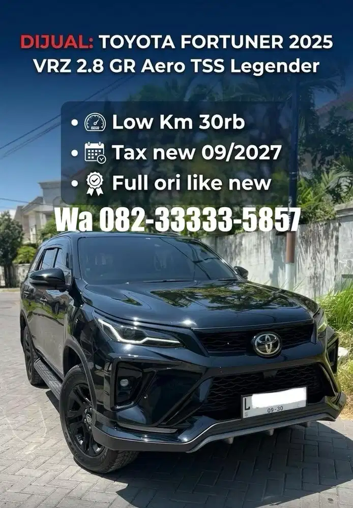 LEGENDER km30rb fortuner VRZ 2.8 GR aero tss 2025 (L) tg1 dr baru
