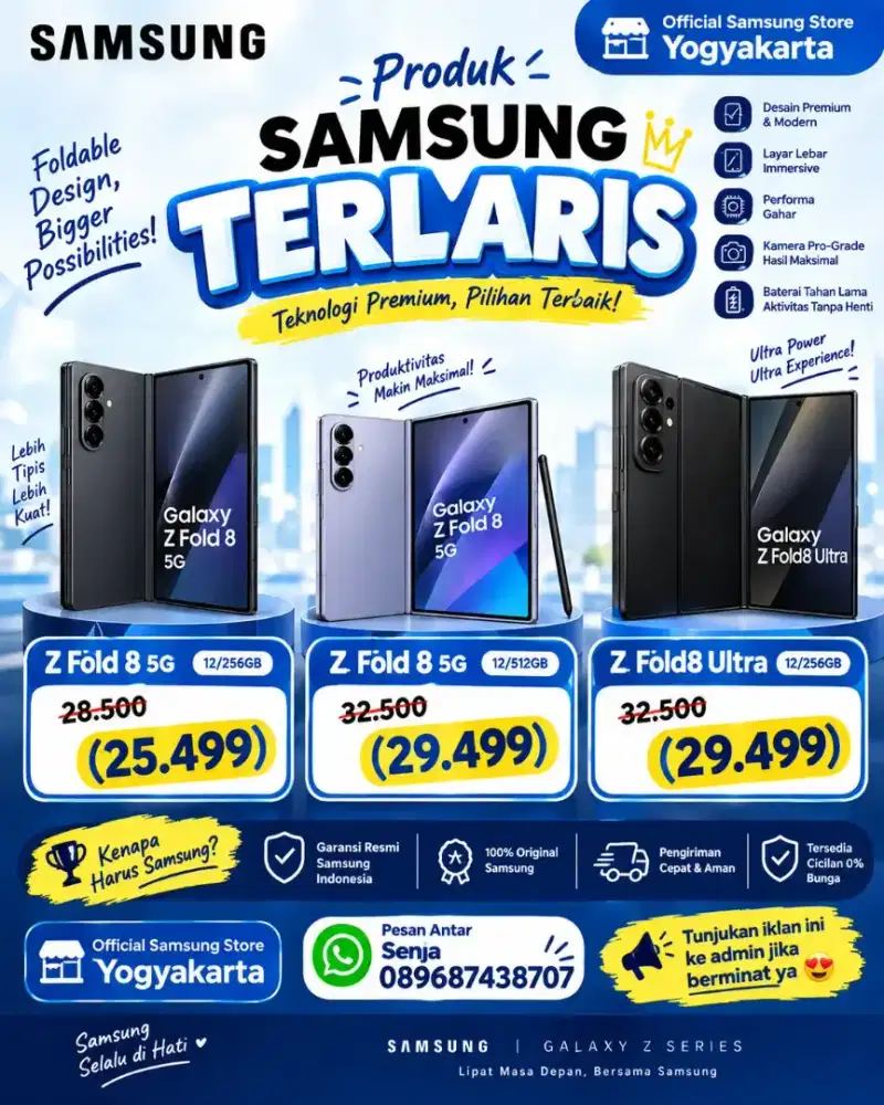 NEW SAMSUNG GALAXY ZFOLD 8 12/512 GB GARANSI RESMI SEIN 1 TH