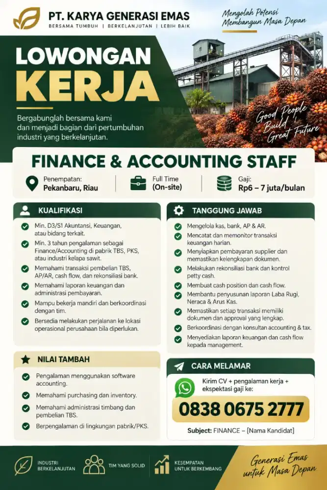 Lowongan Finance Akunting
