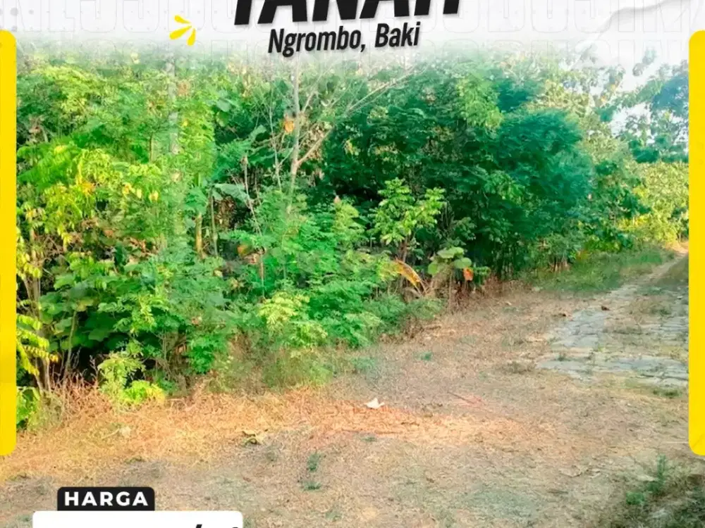 DIJUAL TANAH PEKARANGAN STRATEGIS DI NGADIREJO, NGROMBO, BAKI, SUKOHARJO