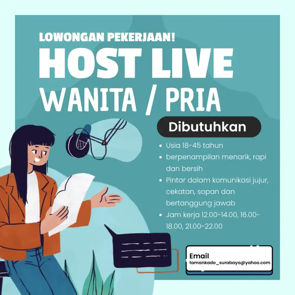 Dibutuhkan host live wanita / pria