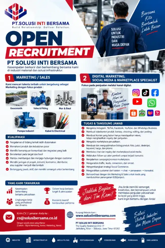 Lowongan Sales dan soscial media spesialis