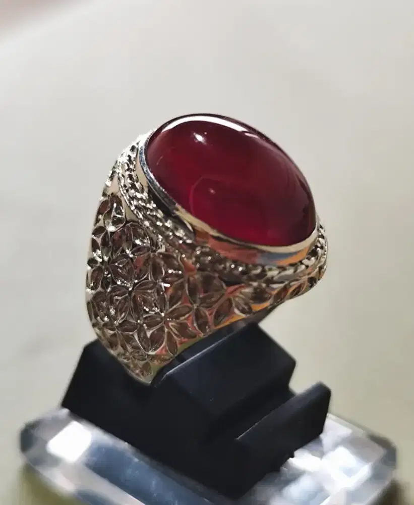 056 Natural Cempaka Merah Aceh dim 20*14*7, ring alpaka sj 8
