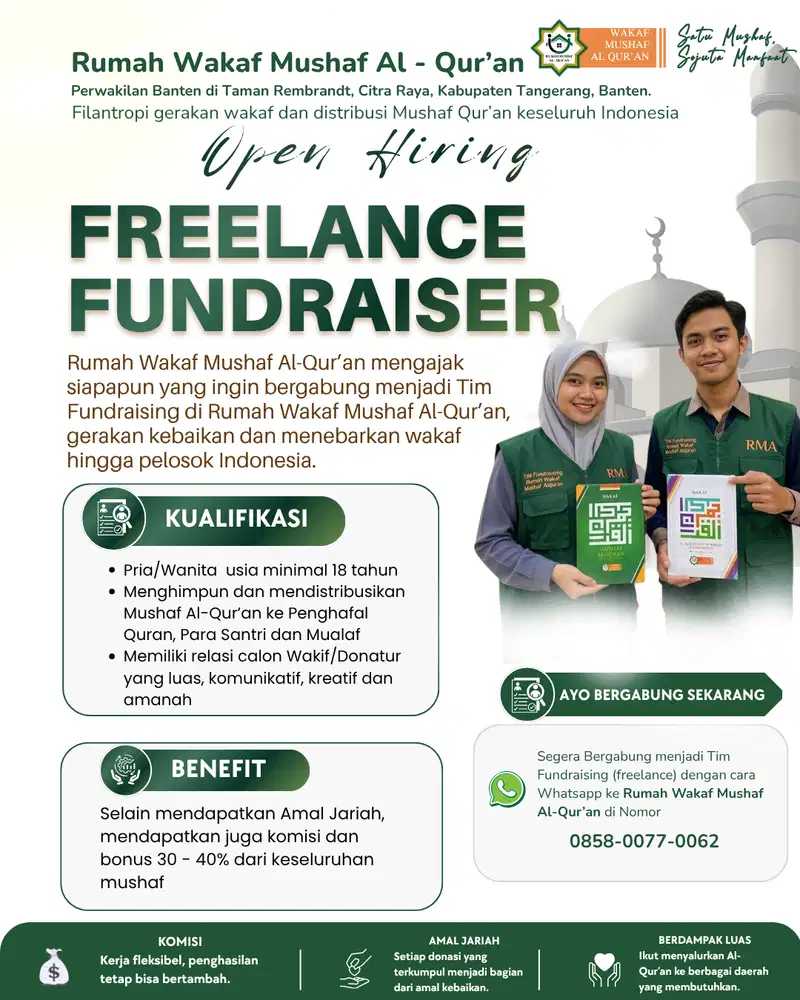 Freelance Fundraiser Rumah Wakaf Mushaf Al Qur'an
