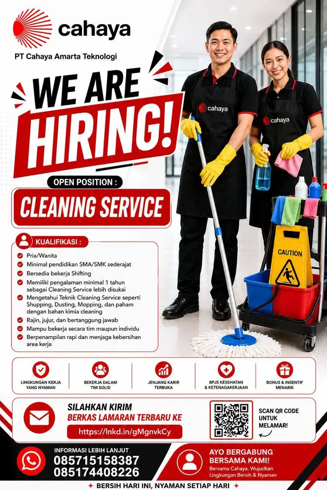 LOWONGAN KERJA CLEANING SERVICE - PT Cahaya Amarta Teknologi