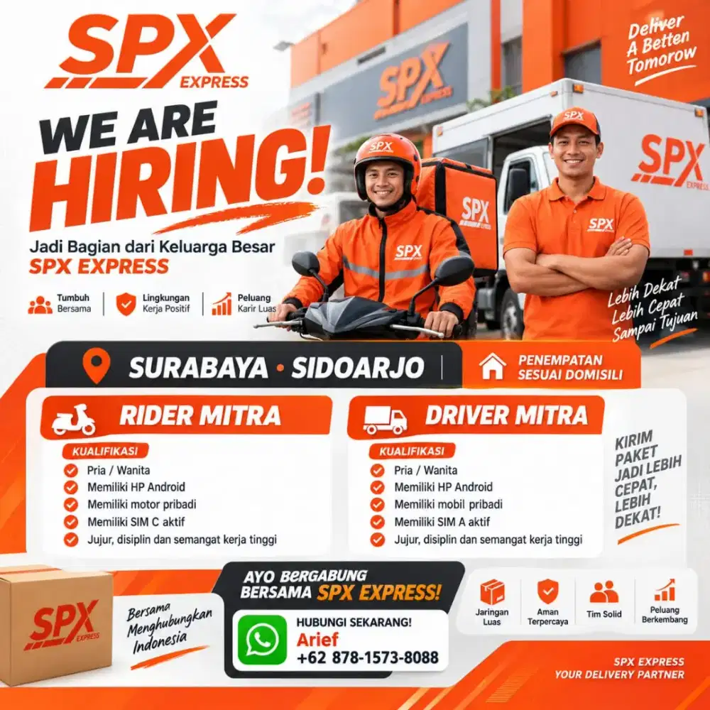 Lowongan terbaru rider dan driver di spx