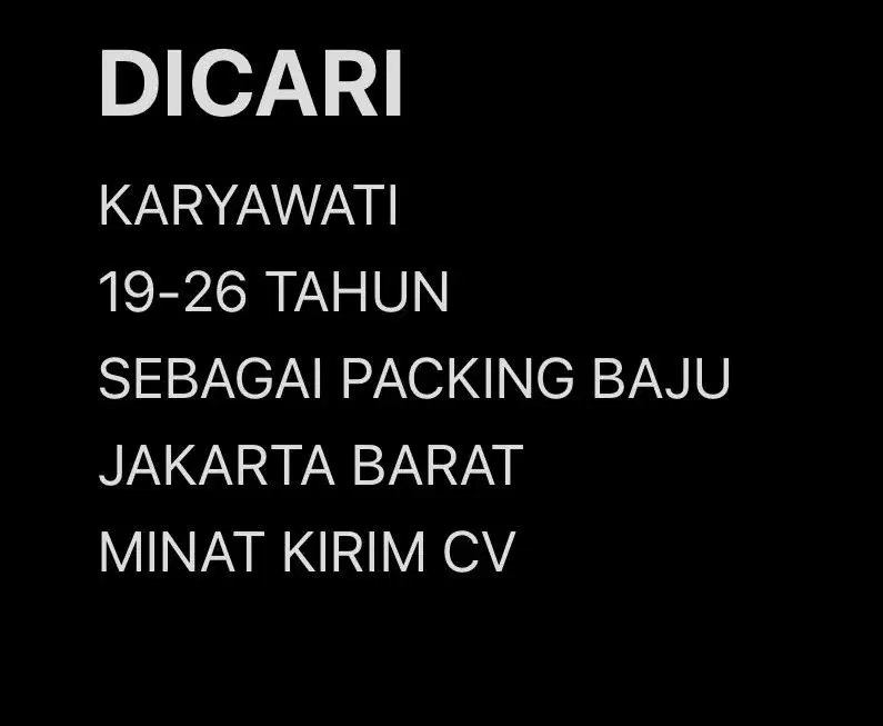 Dicari Karyawati packing online