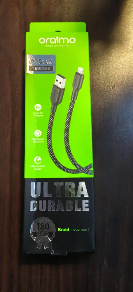 Oraimo Braid OCD-152L cable 2.4A Fast Charging 1M - Black