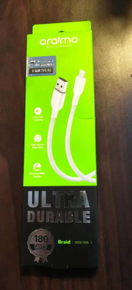 Oraimo Braid OCD-152L cable 2.4A Fast Charging 1M - White